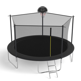 14 FT TRAMPOLINE PUMPKING STYLE WITH BASKETBALL HOOP (Color: Blue)